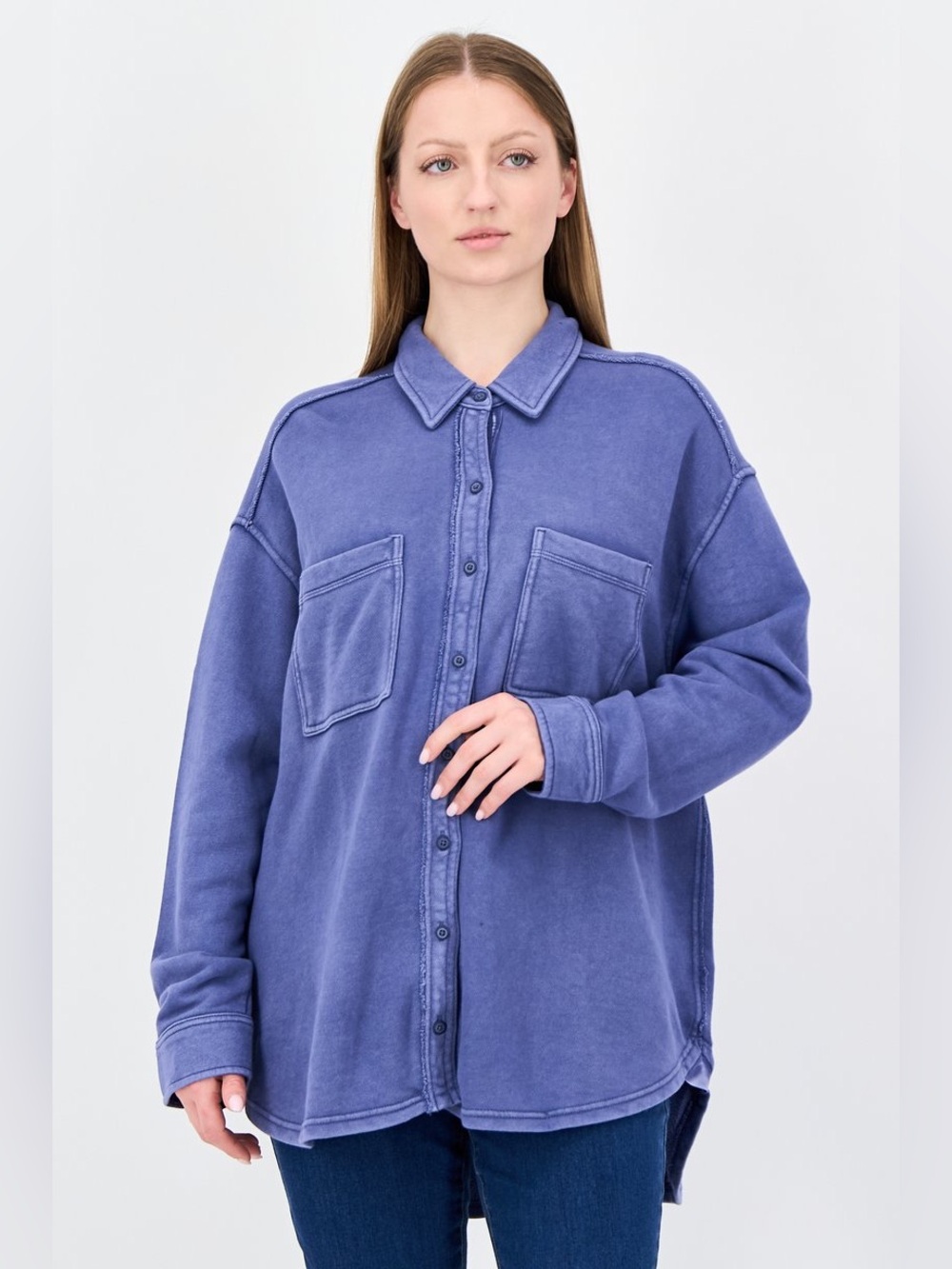 Aerie LumberJane Fleece Shirt in Blue